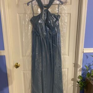 Kennedy Blue Elegant Blue Halter Bridesmaid Dress